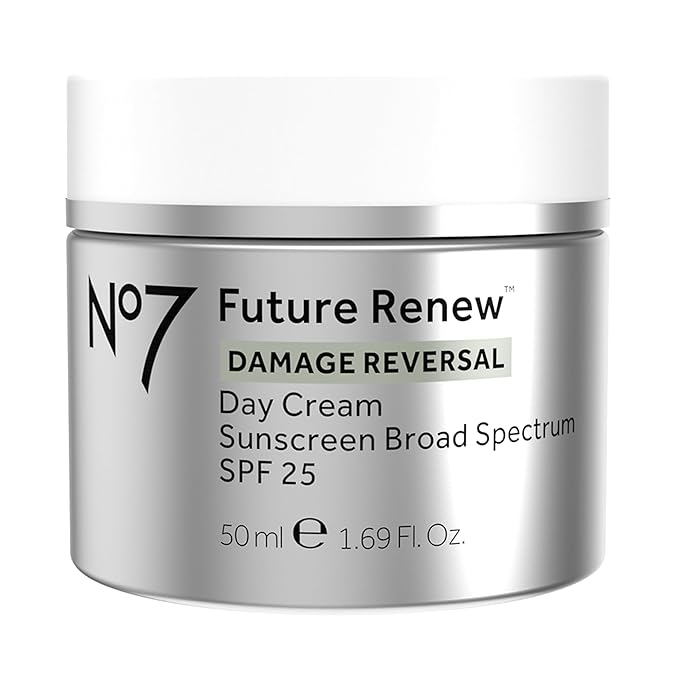 No7 No7 Future Renew Damage Reversal Face Cream with SPF 25 - Anti Aging Face Moisturizer with Skin Firming Benefits - Formulated with Peptide Technology to Protect, Repair & Intensely Hydrate (1.69 Oz) Sunscreen