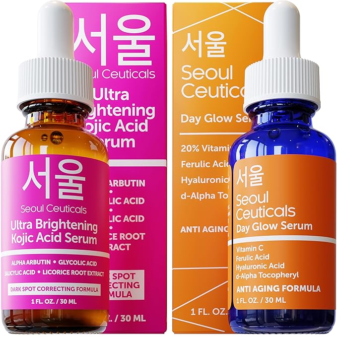 SeoulCeuticals SeoulCeuticals Kojic Acid Serum + Vitamin C Serum Korean Skin Care Set - Potent K Beauty Exfoliator