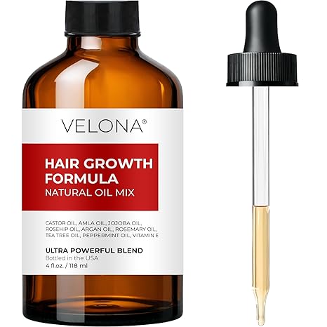 velona velona Hair Growth Formula - 4 oz | Castor, Amla, Jojoba, Argan, Rosemary, Peppermint, Tea Tree Oils, Vitamin E | Natural Mix with Organic Carrier and Essential Oils skincare