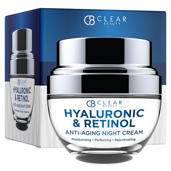 Clear Beauty Clear Beauty Hyaluronic Acid & Retinol Face Moisturizer Night Cream – Dermatologist Tested, Deep Hydration, Firming & Smoothing – Anti Aging Korean Skin Care, Vegan, Clean Beauty – 1.69 Fl Oz Moisturiser