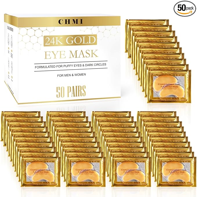 CHMI CHMI Under Eye Patches (50 Pairs) - 24K Gold Eye Patches for Puffy Eyes, Dark Circles, EyeBags and Wrinkles, Collagen Skin Care Products, Beauty & Personal Care skincare