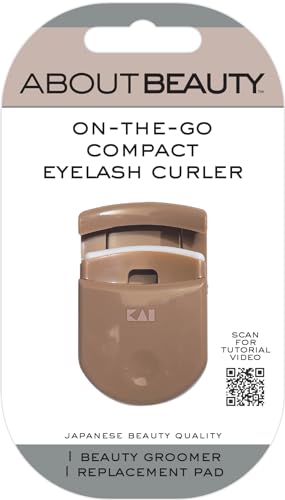 About Beauty About Beauty On-The-Go Compact Eyelash Curler, Includes 1 Replacement Pad, Portable Lash Curler Perfect for Travel Makeup, Ergonomic Design is Gentle on Lashes skincare