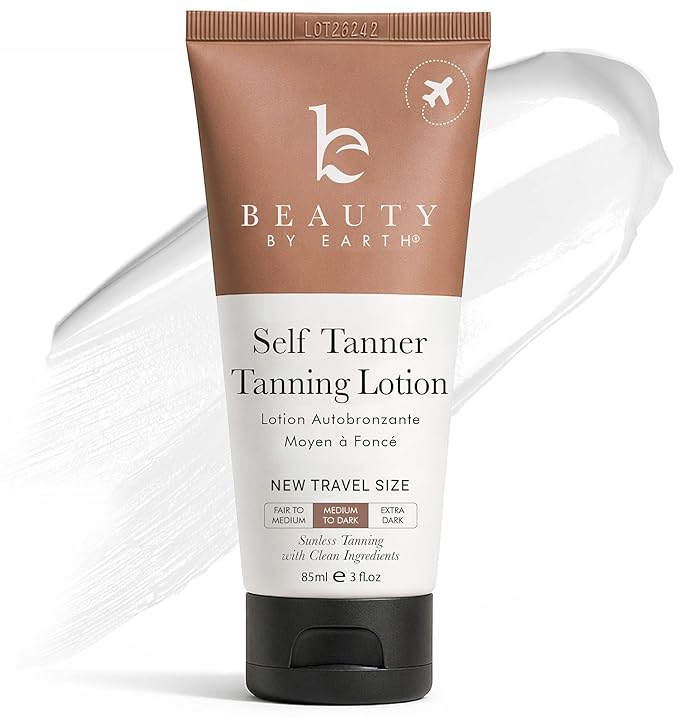 Beauty by Earth Tanning Lotion Self Tanner - USA Made with Natural & Organic Ingredients, Travel Size Self Tan Lotion, Non Toxic Gradual Tanning Moisturizer, Sunless Tanner for Fake Tan for Women & Men Korean face wash