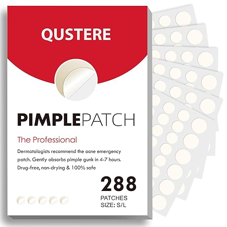 QUSTERE Pimple Patches for Face, Hydrocolloid Acne Patches, Cute Round Shape Zit Covers, Spot Stickers with Tea Tree, Salicylic Acid & Cica Oil| 2 Sizes (9mm, 12mm) |288 Count | Cute Round Shape, Zit Covers, Spot Stickers, with Tea Tree, Salicylic Acid, Cica Oil skincare