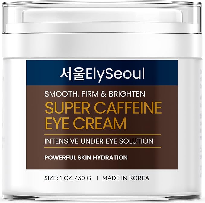 ElySeoul Korean Caffeine Collagen Eye Cream: Puffiness & Dark Circles Under Eye Treatment - Anti-Aging with Peptides & Hyaluronic Acid, 1 oz / 30g Eye Cream