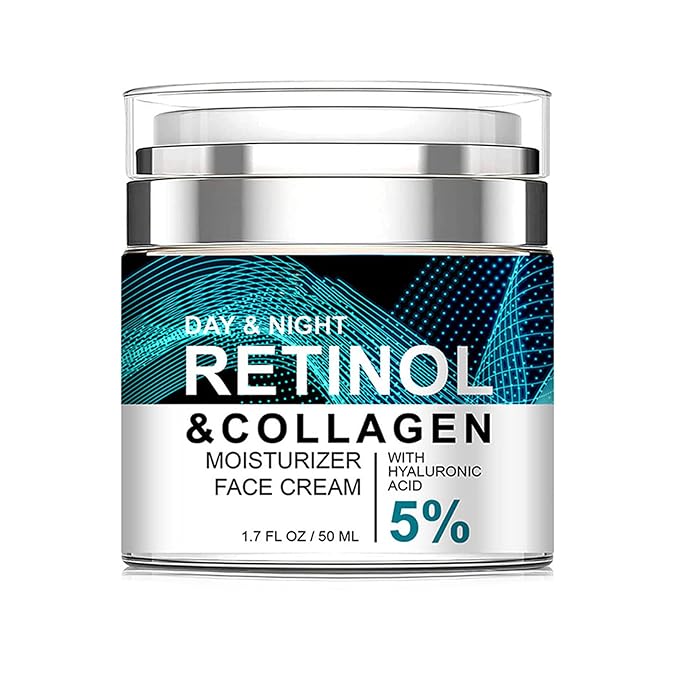 Grospe Retinol Collagen Cream for Face with 5% Hyaluronic Acid Anti-Aging Cream Anti-Wrinkle Reduce Fine Lines Lifting and Firming 24-Hour Facial Care Suitable For All Skin Types Moisturiser