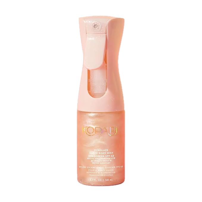 Kopari Kopari Rose Gold Sunglaze Sheer Body Mist Sunscreen SPF 42, Infused with Shimmering Body Oil, Hydrating Mist, Hydrates, Brightens, Makeup Friendly, Gives Skin a Glowy Finish, Lightweight, Sunscreen