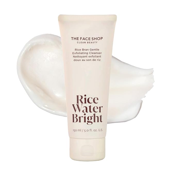 The Face Shop The Face Shop Rice Water Bright Rice Bran Gentle Exfoliating Cleanser - Hydrating, Moisturizing & Brightening Face Cleanser - Vegan Exfoliating Face Wash Face Scrub - Korean Skin Care Face Exfoliator Korean Exfoliator