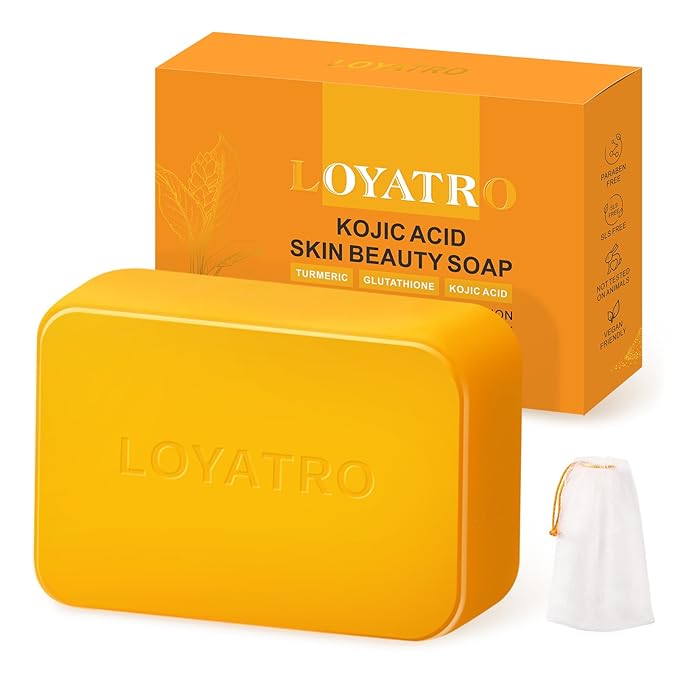 LOYATRO Kojic Acid Turmeric Soap Bar Dark Spots for Face & Body, Deep Cleansing, Gentle Soap Sensitive Skin Formula, All Skin Types skincare