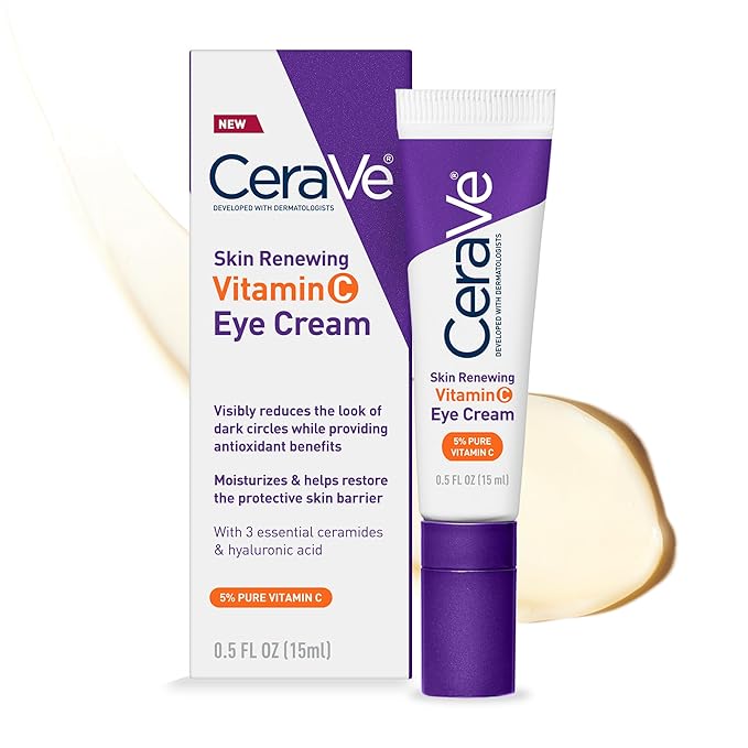 CeraVe CeraVe Skin Renewing Vitamin C Eye Cream, Vitamin C, Hyaluronic Acid, Ceramides & Caffeine, Under Eye Cream For Dark Circles and Puffiness, Fragrance Free & Ophthalmologist Tested, 0.5 Fl. Oz Korean face wash