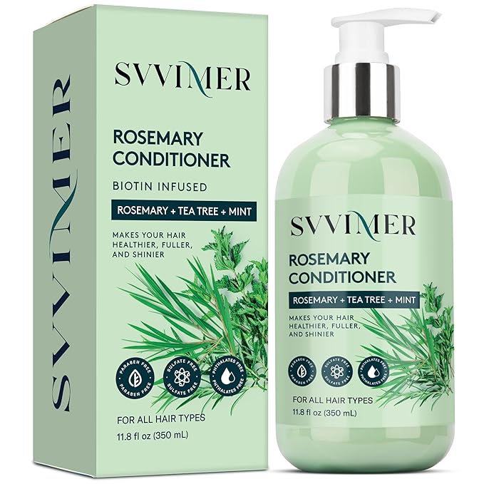 Svvimer Svvimer Rosemary Hair Thickening Conditioner: Thickening Moisturizing Product with Biotin for Women Men - for Damaged Dry Thinning Hair 11.8 fl.oz Moisturiser