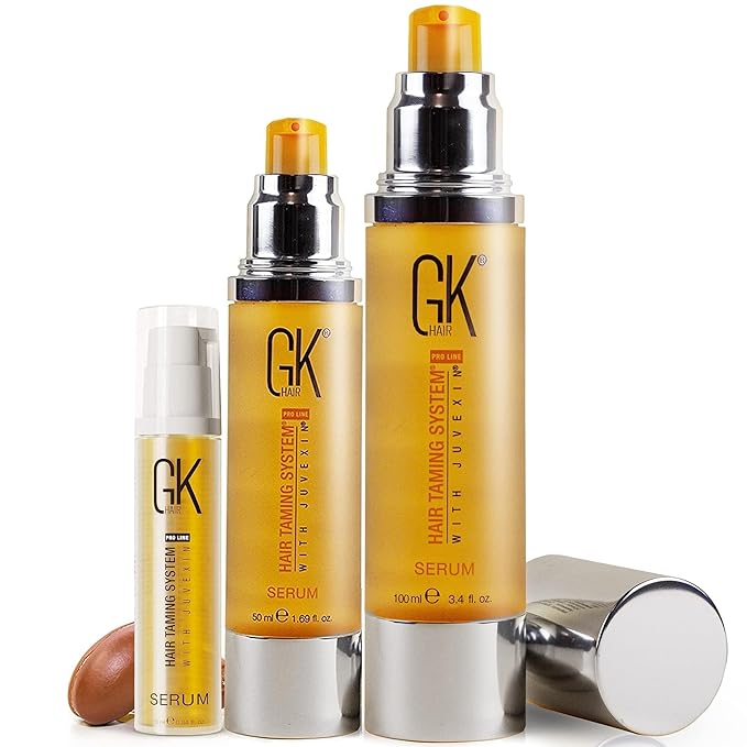 GK HAIR GK HAIR Global Keratin 100% Organic Argan Oil Anti Frizz Serum Styling Smoothing Strengthening Hydrating & Nourishing Heat Protection Shine Frizz Control Dry Damage Hair Repair Serum