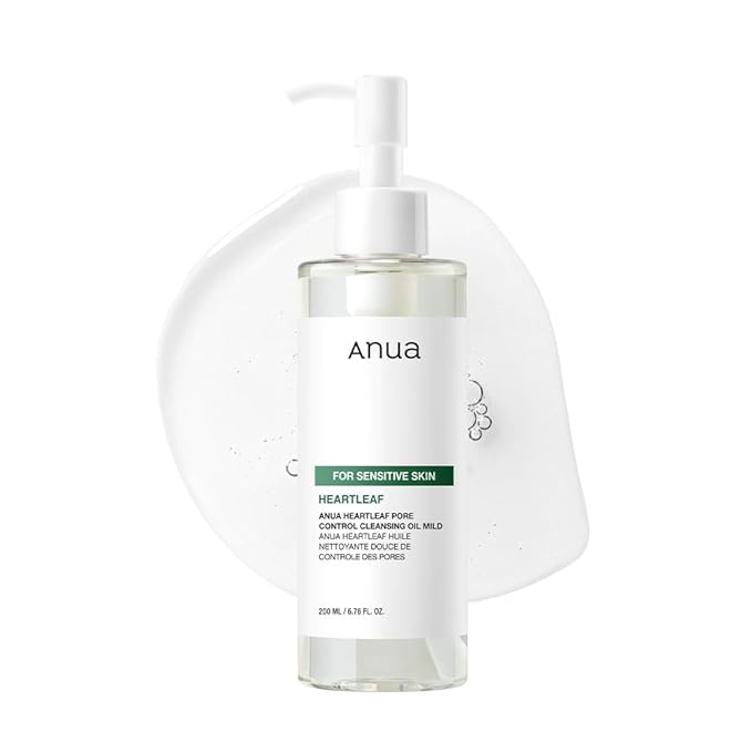 ANUA ANUA Heartleaf Pore Cleansing Oil MILD, Sensitive Skin Face Wash, Oil Cleanser for Face, Makeup Blackhead Remover, Korean Skin Care, Non-Comedogenic, Fragrance Free, 6.76 fl oz (Pack of 2) Korean Oil Cleanser