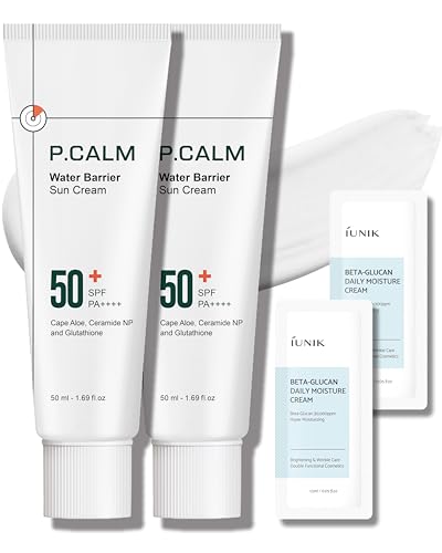 P.CALM P.CALM Water Barrier Moisturizing Sun Cream Matte-Finish No White Cast SPF 50+ PA++++ Vegan Calming Moisture Daily Sunscreen for Dry Oily Sensitive Skin Korean Skincare 3.4 Fl Oz Sunscreen