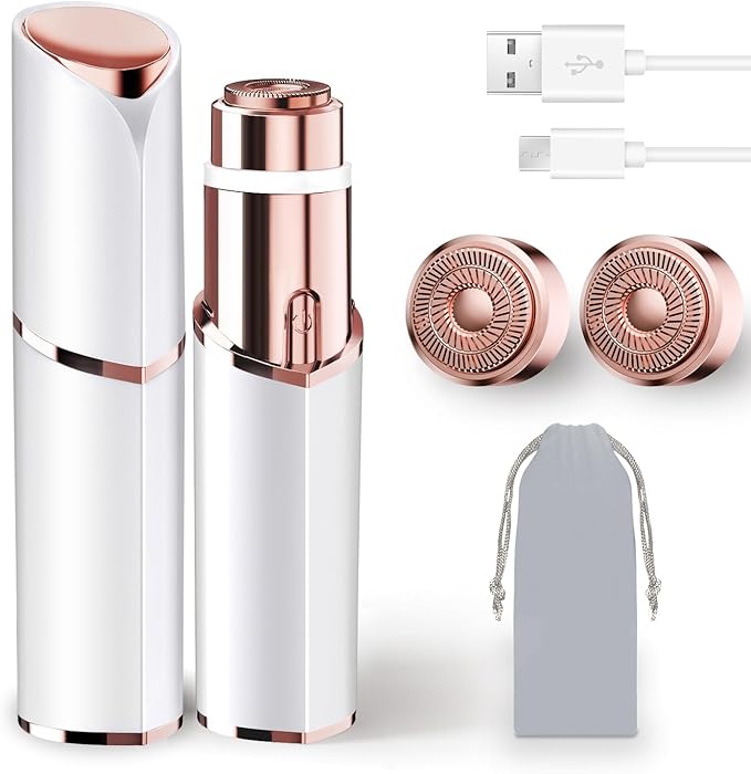 7d24hcare Facial Hair Removal for Women, Electric Rechargeable Painless Hair Remover for Face, Upper Lips, Chin, Peach Fuzz, with LED Light skincare