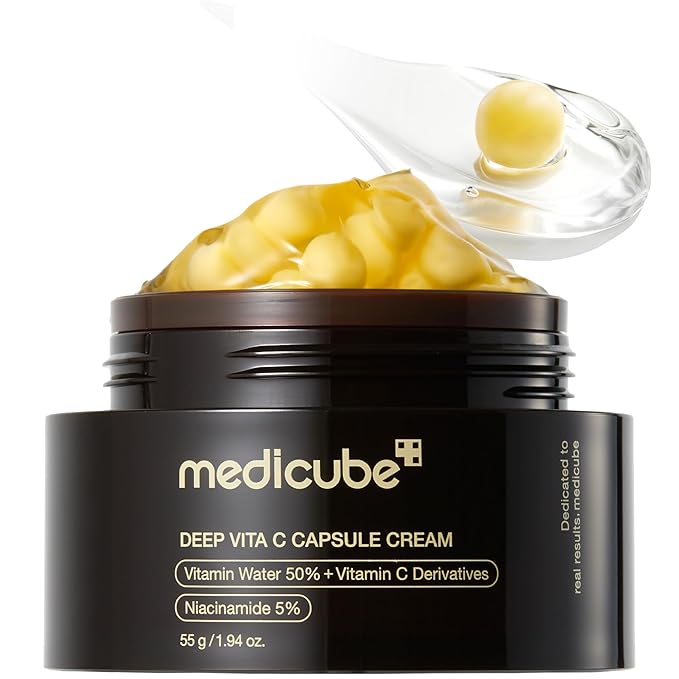 medicube medicube Capsule Cream with Deep Vitamin C | Liposome Vitamin C Golden Capsule for Radiance & Firm-Looking Skin | Hydrating Glow Gel Texture | Korean Skincare, 1.94 oz Korean Moisturiser