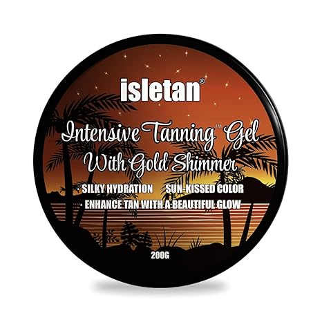 isletan isletan Intensive Tanning Tanning Gel With Gold Shimmer Mango, Extreme Tanning Gel For Outdoor Sun, Ultra Dark Tanning Butter, Tanning Balm For Beach, Solid Carrot Tanning Oil, SPF0, 200g Sunscreen