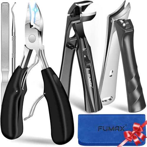 FUMAX 2026 Toenail Clippers for Thick Toenails for Seniors, Angled Large Nail Clippers Set for Men, Heavy Duty Ingrown Toe Nail Clippers with Wide Opening, Long Handle, Ergonomic Head, Gifts for Men & Women skincare