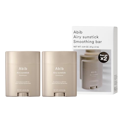 Abib Abib Airy Sunstick Protection Bar DUO SPF50+ Broad Spectrum, Semi-Matte Sunscreen Stick for Oily & Combination Skin, No White Cast, Water-Resistant, Korean Sunscreen, 0.81 oz / 23 g, 2 Count Sunscreen