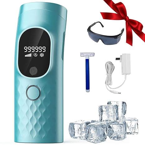 Iouniya Laser Hair Removal for Women and Men - Permanent Painless Ice Cooling IPL Device Remover Machine with Shaver, Goggles, 999,999 Flashes for Body and Face, Corded skincare