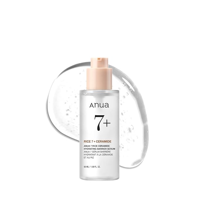 ANUA Anua Rice Ceramide 7 Hydrating Barrier Serum, Moisturizing Face Serum, Non-comodogenic, Hyaluronic Acid, Niacinamide, Lightweight, Fragrance Free, Sensitive Dry Skin, Korean Skincare, 1.69 fl oz Korean Serum
