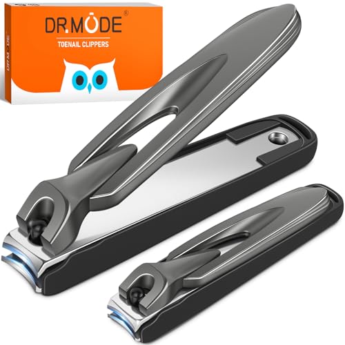 DRMODE DRMODER Nail Clippers for Men Women with Catcher, 2 Pack Large Small Nail Clipper Set Anti Splash Self-Collecting Fingernail Toenail Clippers, Sharp Mess Free Nail Cutter w Catching Storage skincare