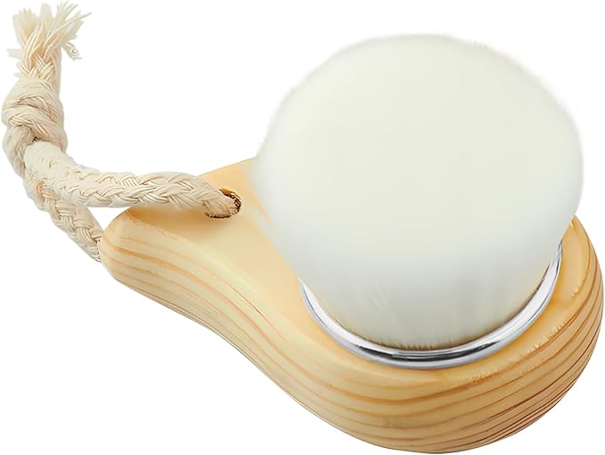 Jaasuee Soft Bristle Facial Cleansing Brush for Deep Pore Cleaning, Travel-Friendly Face Beauty Brush with Ergonomic Handle, Brown skincare