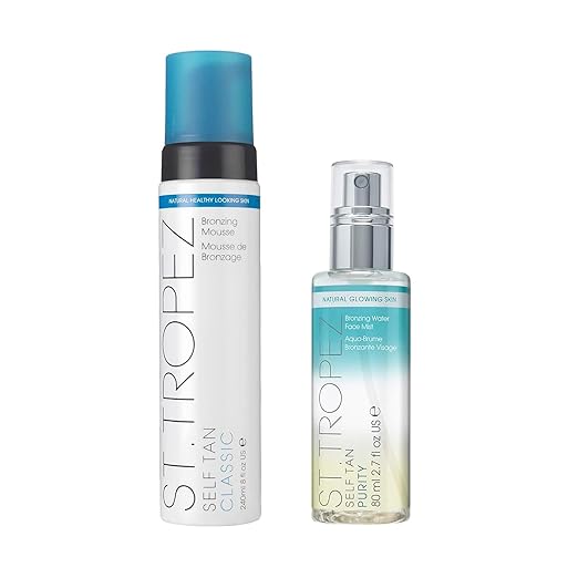 St.Tropez Face & Body Bundle | Classic Mousse 8 Fl Oz, Streak-free Finish | Purity Face Mist 2.7 Fl Oz | Vegan & Cruelty Free Korean face wash