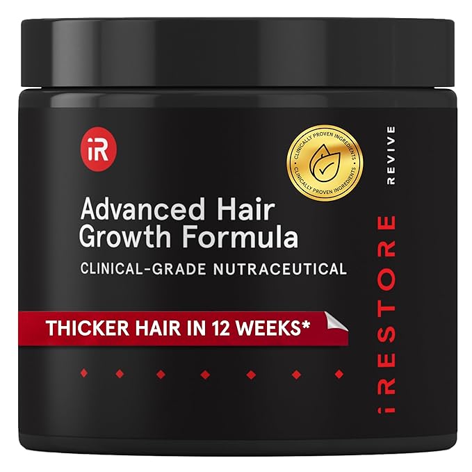 iRestore iRestore Advanced Hair Growth Supplement for Women with Lustriva, Hair Vitamins for Faster Hair Regrowth, Best for Hair Loss and Thinning, 1 Month Supply - 1 Count (Pack of 1) - Black skincare