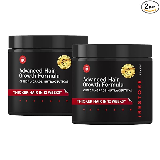 iRestore iRestore Advanced Hair Growth Supplement for Women, Hair Vitamins for Faster Hair Regrowth, Best for Hair Loss and Thinning - 1 Month Supply Each - 1 Count (Pack of 2) - Black skincare