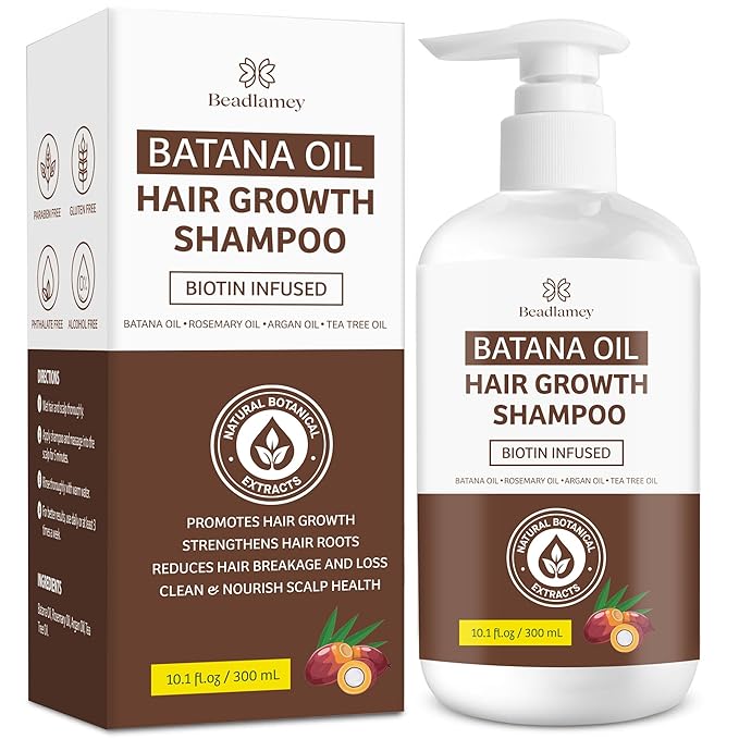 Beadlamey ㅤ Root Activator Batana Oil Hair Growth Shampoo: Natural Hair Loss Shampoo for Thinning Hair for Women and Men - Daily Hair Care at Home - 10.1 fl.oz skincare