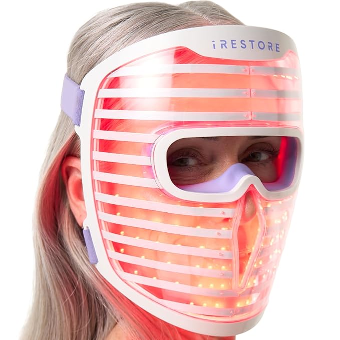 iRestore iRestore LED Face Mask for Youthful Skin, Red Light Therapy for Face, Red, Blue & Infrared Therapy for Wrinkles, Fine Lines, Dark Spots with 360 LEDs, Skincare Device for Women & Men skincare