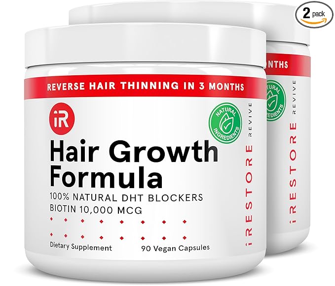iRestore iRestore Hair Growth Supplement – Natural DHT Blockers & Multivitamin Blend – Vegan, Non-GMO, 90 Capsules – Supports Thicker, Stronger Hair for Men and Women – 2-Pack skincare