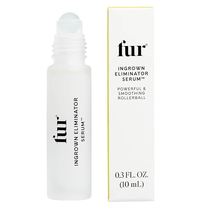 Fur Fur Ingrown Eliminator Serum Rollerball Travel Size - Powerful Ingrown Hair Treatment Serum With AHAs and BHAs to Treat and Prevent Ingrown Hairs and Bumps, Hydrates and Soothes Irritated Skin - 10 ml Exfoliator