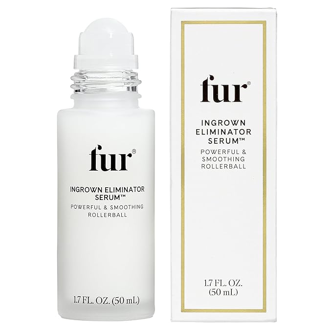 Fur Fur Ingrown Eliminator Serum Rollerball - Powerful Ingrown Hair Treatment Serum With AHAs and BHAs to Treat and Prevent Ingrown Hairs and Bumps, Hydrates and Soothes Irritated Skin - 50 ml Exfoliator