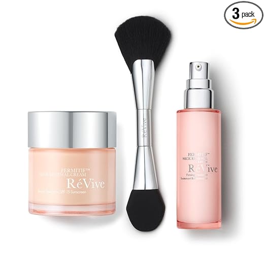 RéVive - Fermitif Neck Serum & Neck Cream Duo - Includes Renewal Cream (2.5 Oz) & Firming Serum (1.7 Oz) & Dual End Applicator Brusch Serum