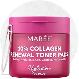 MAREE MAREE Collagen Acne Clearing Polishes - Toner Pads with Retinol - Minimizing Wrinkle Zero Pore Pads - Hydrating Toning Collagen Pad with Retinol & Centella Device - Anti Aging Brightening Wipes Korean face wash