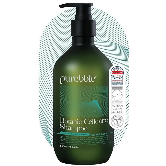 PUREBBLE Anti-Hair Loss, Hair Growth Shampoo Botanic Cellcare 500ml, 16.90 fl oz | Sulfate-Free, Paraben-Free and Color-Safe | pH Balancing | Scalp Friendly skincare