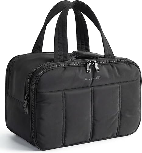 BAGSMART Travel Toiletry Bag, Puffy Large Toiletry Bag for Women Black skincare