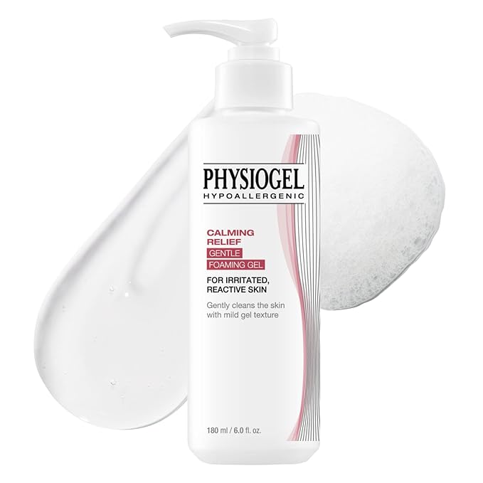 PHYSIOGEL Physiogel Calming Relief Gentle Foaming Gel, Hydrating Face Wash with Ceramide, Gel-to-Foam Formula, pH-Balanced Cleanser, For Sensitive Skin, 6 fl. oz. Water Cleanser