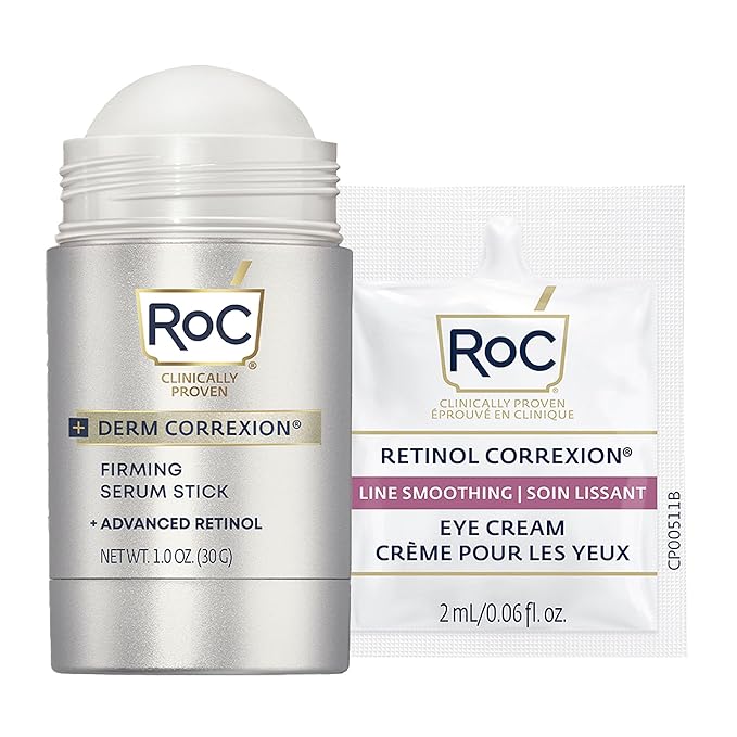 RoC RoC Derm Correxion Retinol Firming Serum Stick with Antioxidants to Visibly Tighten and Firm Wrinkles and Laugh Lines 1.0 oz plus Retinol Eye Cream Packette Serum