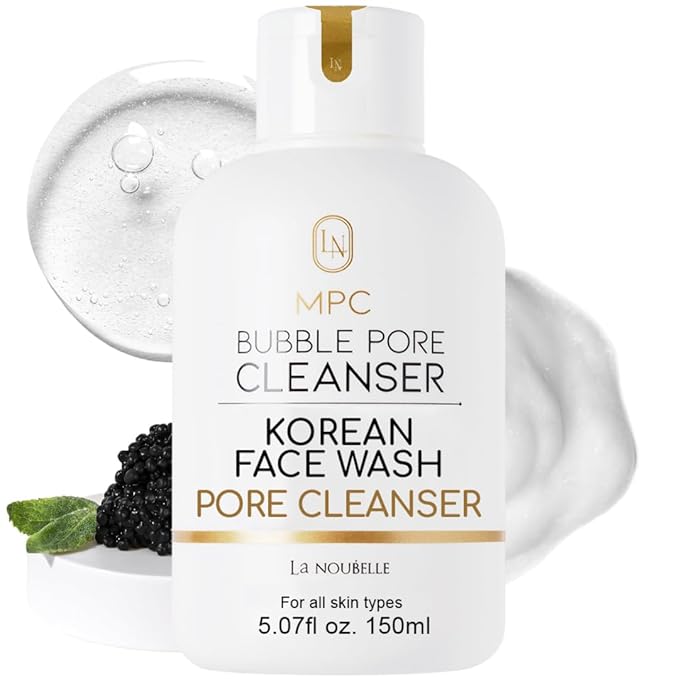 La Noubelle MPC Bubble Pore Cleanser, Korean Face Wash, Gentle Deep Pore Facial Cleanser with Caviar, Blackhead Makeup Remover, Pore Minimizer, Hydrating, Exfoliator, Oily, Dry Skin 5.07 fl oz Exfoliator