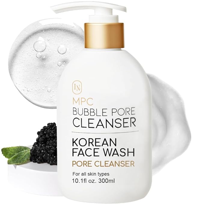 La Noubelle MPC Bubble Pore Cleanser, Korean Face Wash, Gentle Deep Pore Facial Cleanser with Caviar, Blackhead Makeup Remover, Pore Minimizer, Hydrating, Exfoliator, Oily, Dry Skin 10.1 fl oz Exfoliator