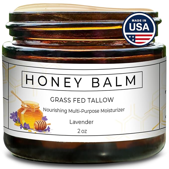 Really Good Blends Tallow Honey Balm, Organic Body Butter, Grass-Fed Beef Tallow for Skin, Soothing All-Natural Moisturizer for Body and Face | Made in USA - 2 oz (Lavender) Moisturiser