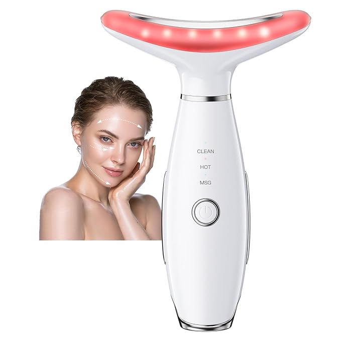 Gequip Neck Face Massager, Portable Facial Massager, 3 Modes Face Sculpting Tool, Face Massager Tool for Skin Care, (White) skincare