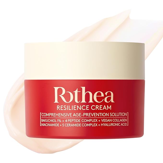 Rothea Rothea Resilience Cream, Anti-Aging with Bakuchiol 10,000ppm (Natural Retinol Alternative), Face Moisturizer, Neck Cream with Collagen, Ceramides, Peptides, Niacinamide, Korean Skin Care, 1.7 oz Moisturiser