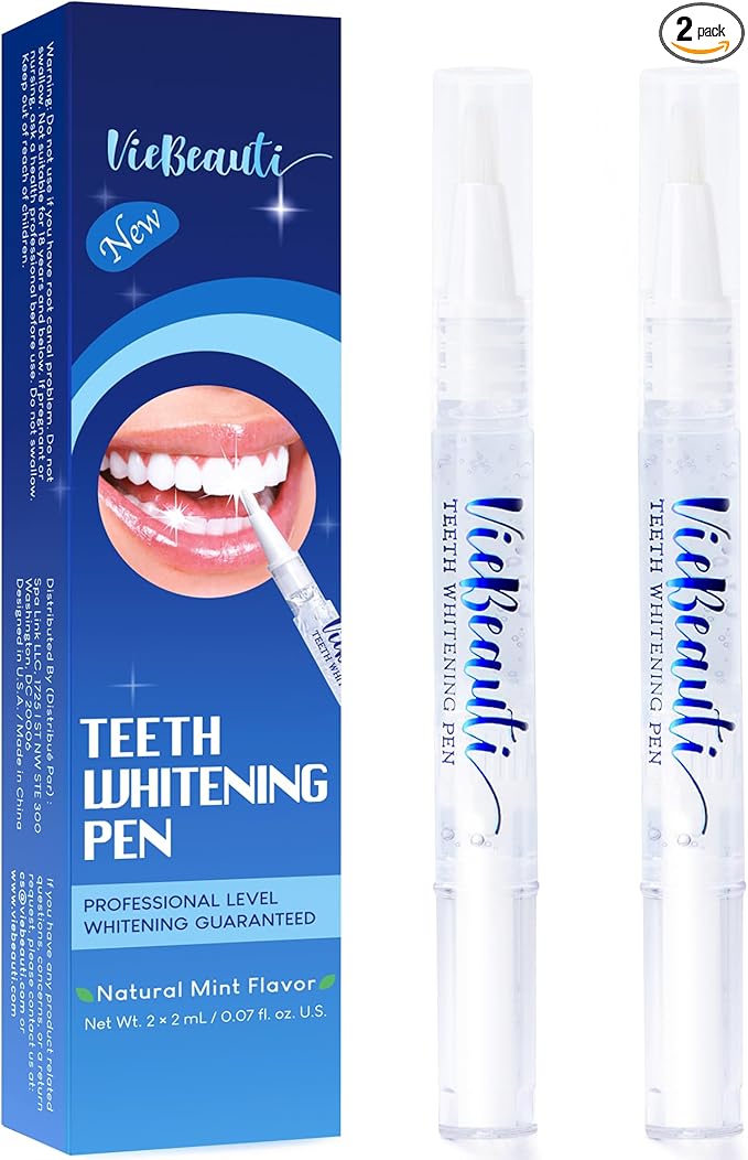 VieBeauti VieBeauti Teeth Whitening Pen (2 Pcs), 20+ Uses, Effective, Painless, No Sensitivity, Travel-Friendly, Easy to Use, Beautiful White Smile, Mint Flavor skincare