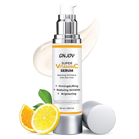 GNJOY Vitamin C Serum for Face | 84% Super C Serum for Women Over 70, with Vitamin C Hyaluronic Acid Caffeine for Mature Skin All-In-One Hydrate, Repair, Firm, Lift, Smooth Fine Lines - 50ml Serum