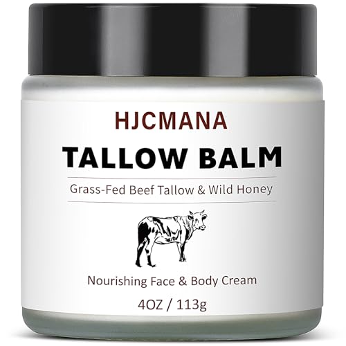 HJCMANA HJCMANA Beef Tallow for Skin 4 OZ, Natural Unscented Tallow and Honey Balm, Grass Fed Beef Tallow for Face and All Skin Types skincare