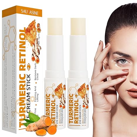 Tbexem 2PCS Turmeric Retinol Eye Stick,Lumibalm for Under Eyes Bags,Eye Balm Stick Wrinkles,Hydrating for Dark Circle,For Puffiness and Bags Reduces Fine Lines skincare